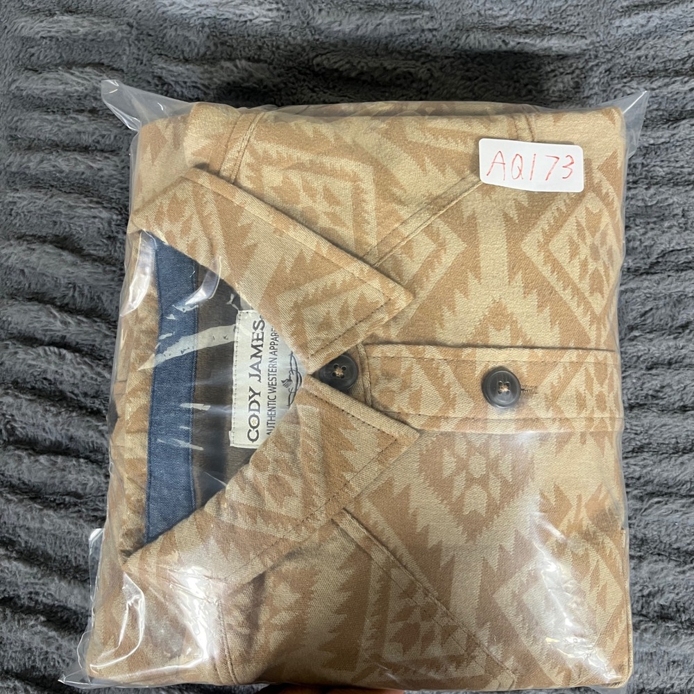 Cody James Mens XL Tan Aztec Southwestern Fleece Lined Western Shirt Jacket - Picture 8 of 8